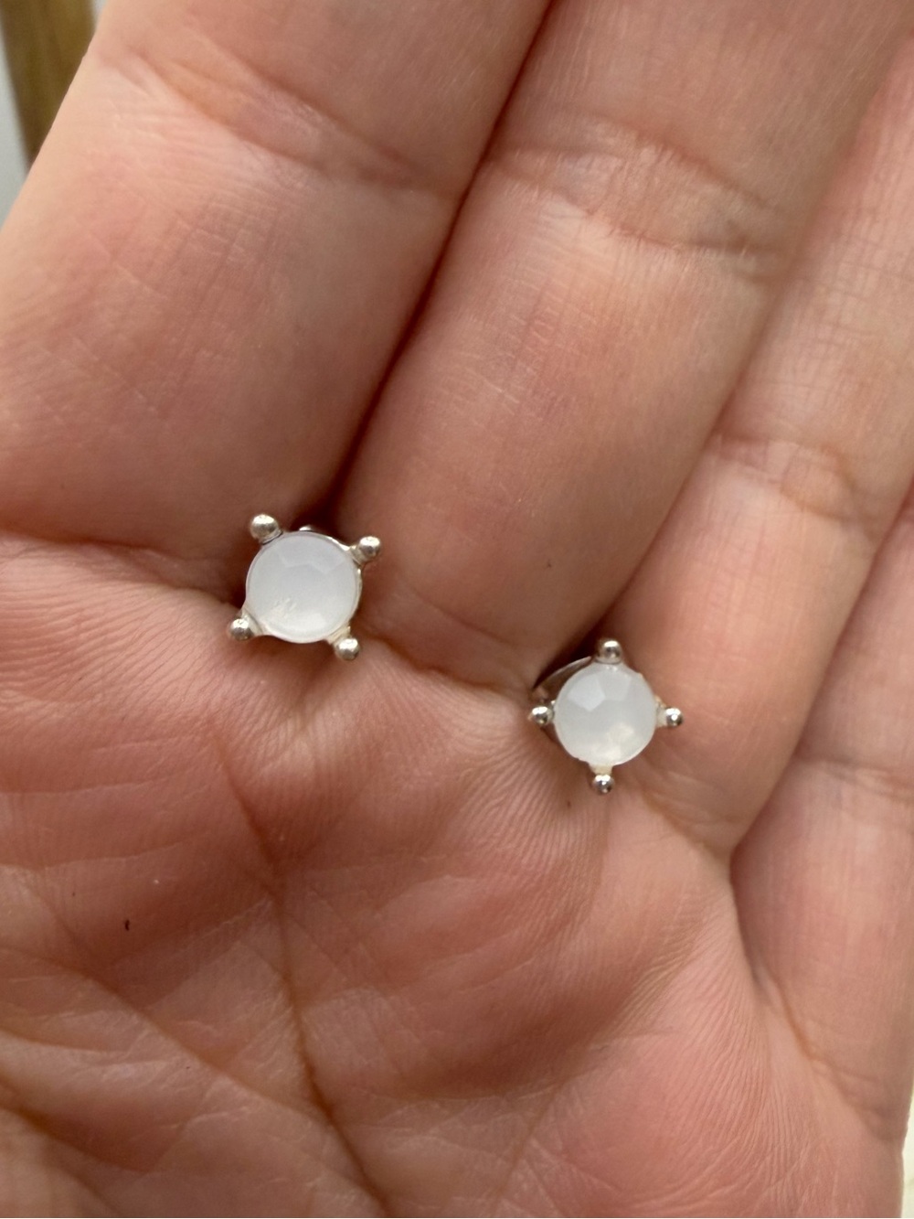 Silver tone White Stone Stud Earrings
